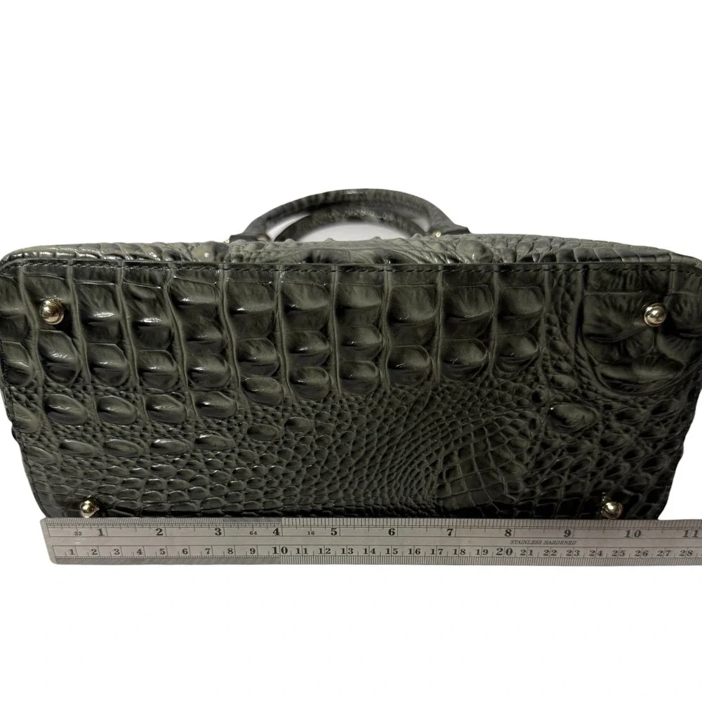 BRAHMIN Duxbury Satchel Olive Gray Melbourne Croc Leather Size Medium‎
